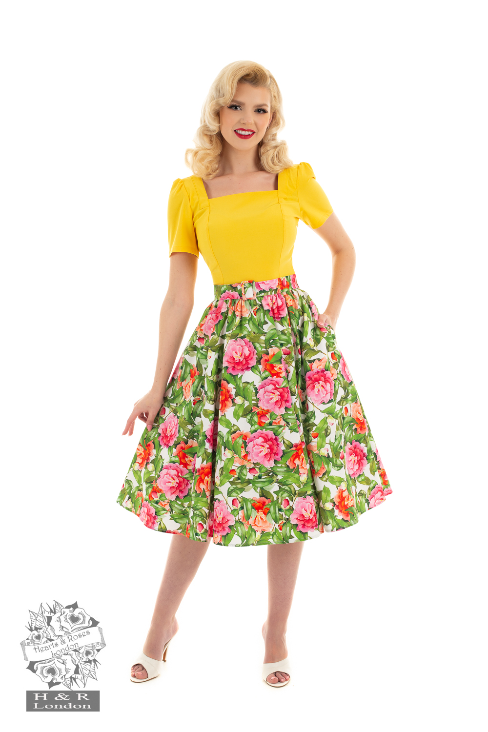 Mary Tropical Floral Swing Skirt